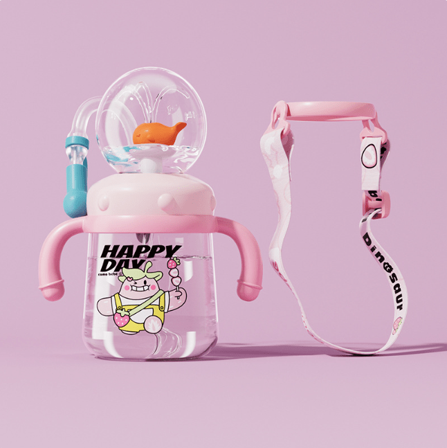 Children's Whale Cartoon Diving Fountain Water Bottle - Tritan Leakproof Sippy Cup (Various Sizes & Colors) - ShopLaredo