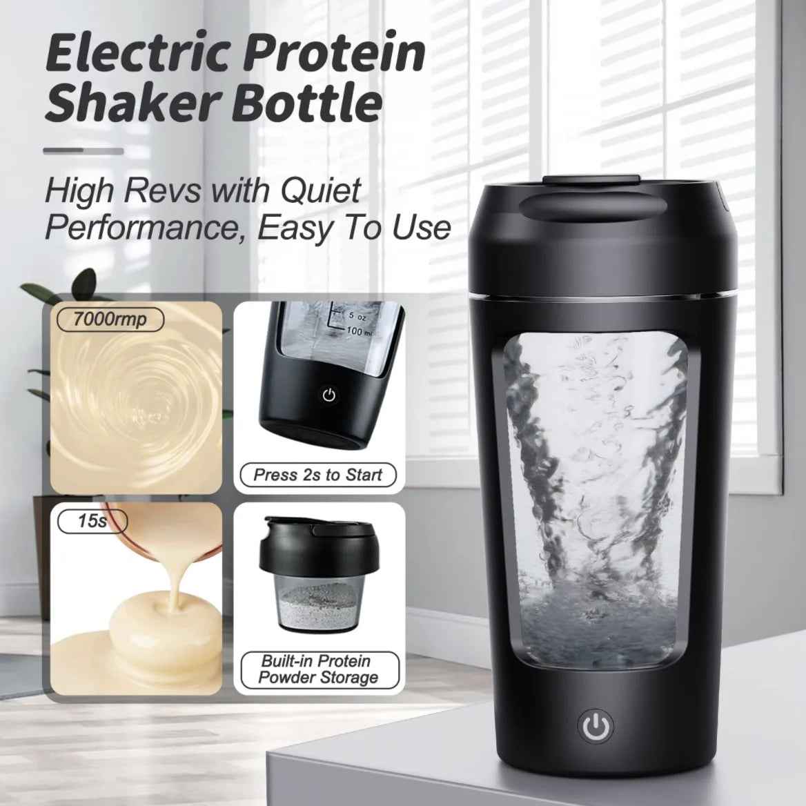 Electric Portable Whey Protein Shaker Bottle - Ultimate Electric Protein Shaker Bottle for Smooth Blends - ShopLaredo