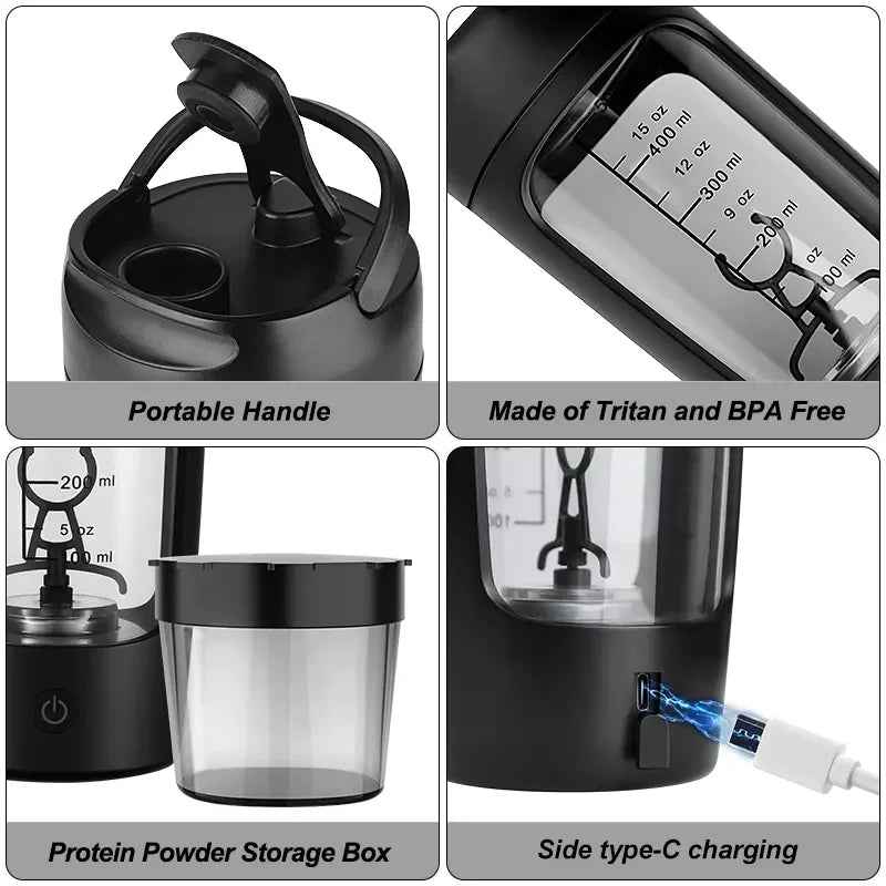 Electric Portable Whey Protein Shaker Bottle - Ultimate Electric Protein Shaker Bottle for Smooth Blends - ShopLaredo