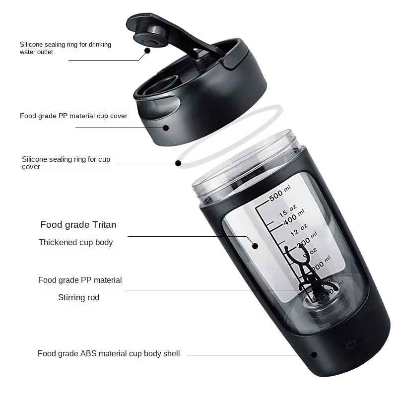 Electric Portable Whey Protein Shaker Bottle - Ultimate Electric Protein Shaker Bottle for Smooth Blends - ShopLaredo