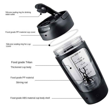Electric Portable Whey Protein Shaker Bottle - Ultimate Electric Protein Shaker Bottle for Smooth Blends - ShopLaredo