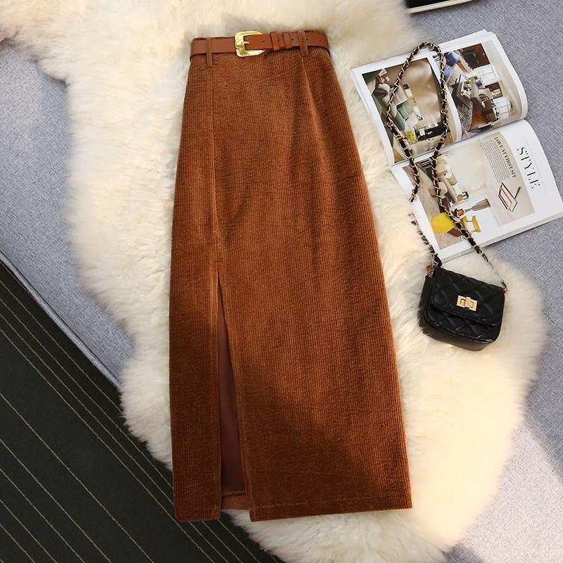High Waist A - Line Corduroy Skirt for Women - ShopLaredo