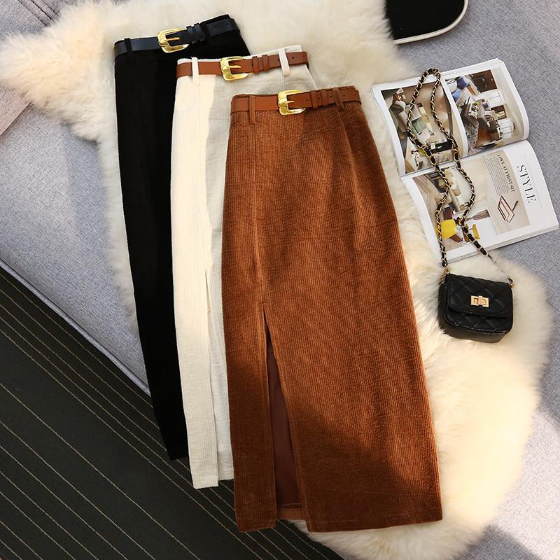High Waist A - Line Corduroy Skirt for Women - ShopLaredo