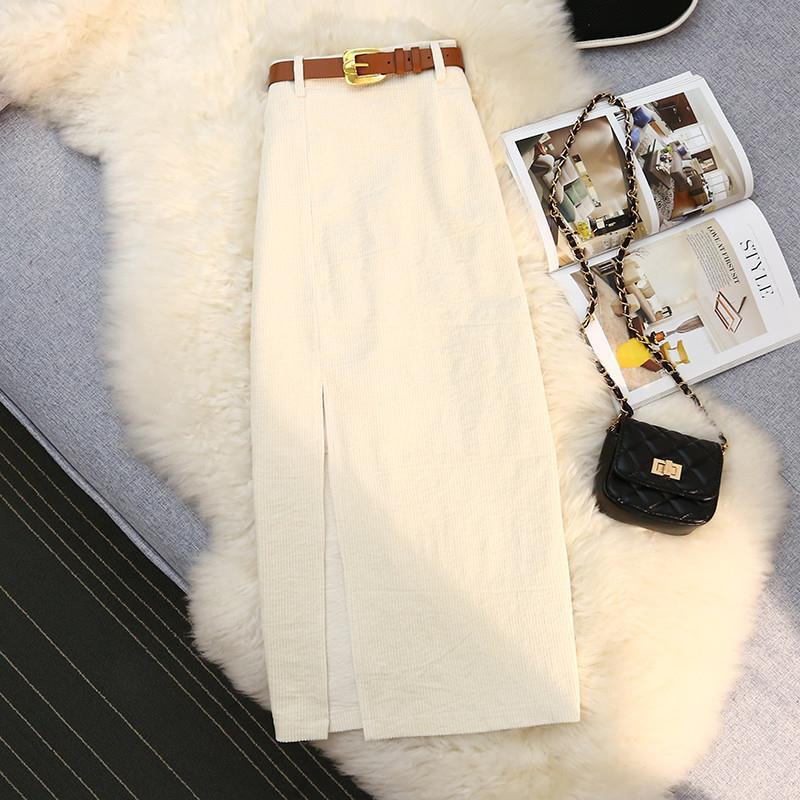 High Waist A - Line Corduroy Skirt for Women - ShopLaredo
