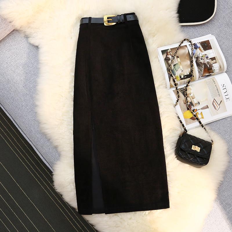 High Waist A - Line Corduroy Skirt for Women - ShopLaredo