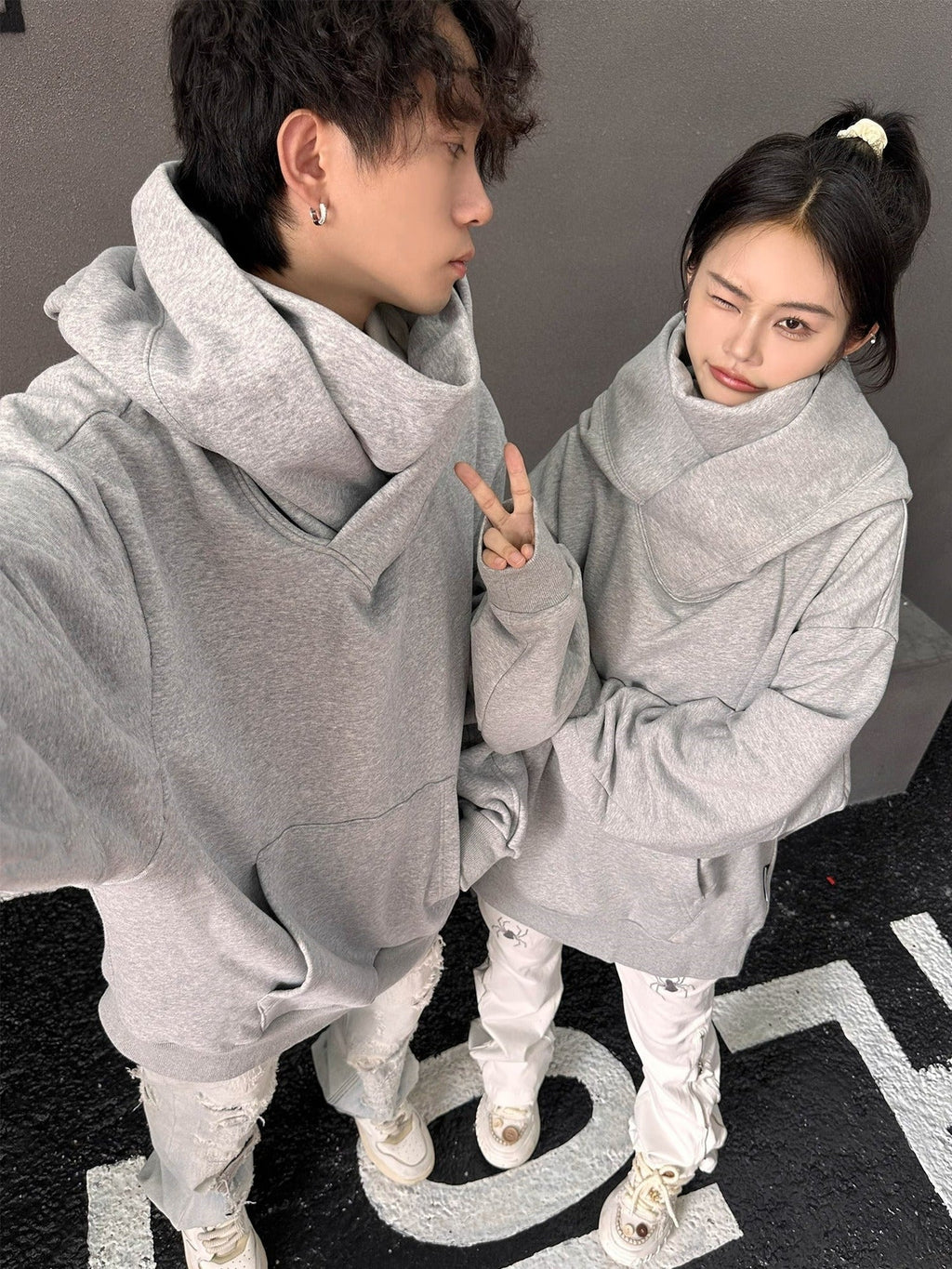Loose High Collar Fleece Lined Hoodie - ShopLaredo