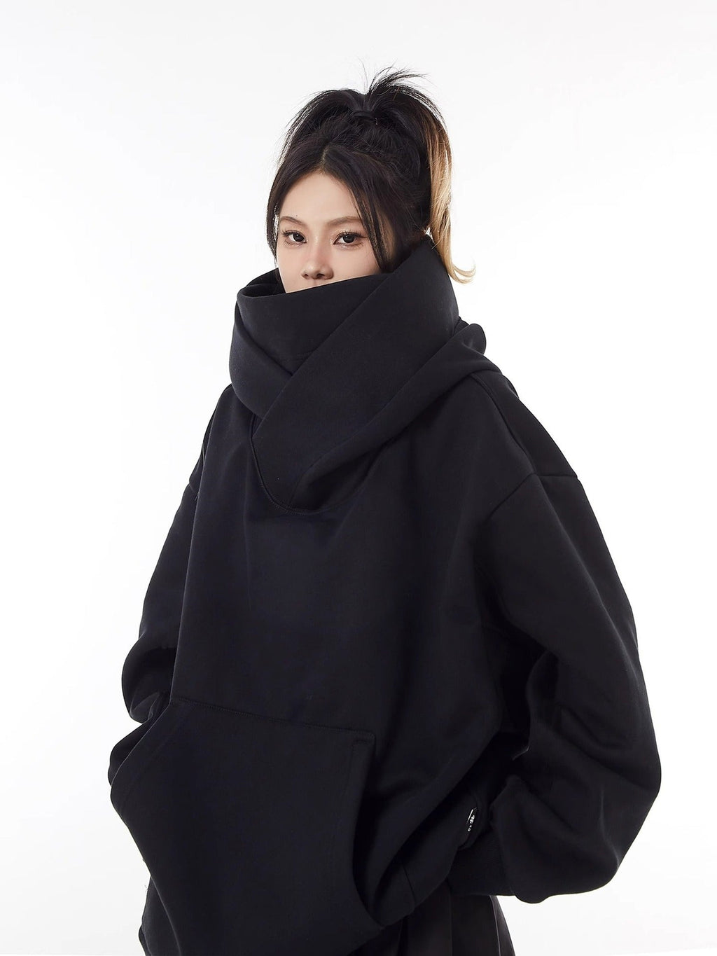 Loose High Collar Fleece Lined Hoodie - ShopLaredo