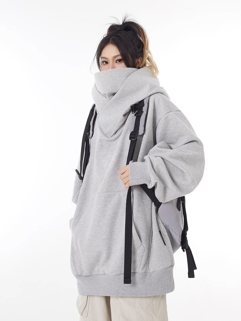 Loose High Collar Fleece Lined Hoodie - ShopLaredo