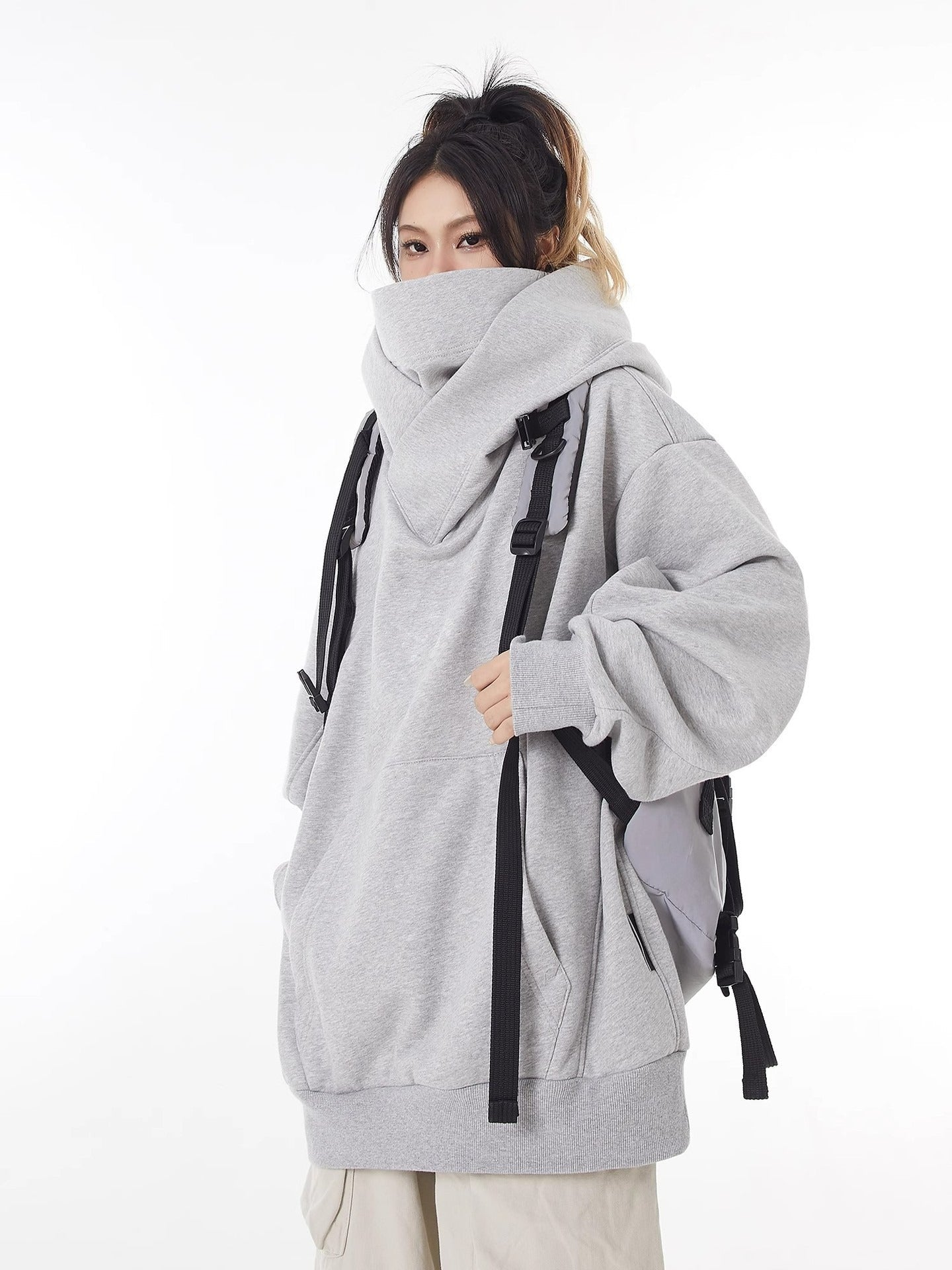 Loose High Collar Fleece Lined Hoodie - ShopLaredo
