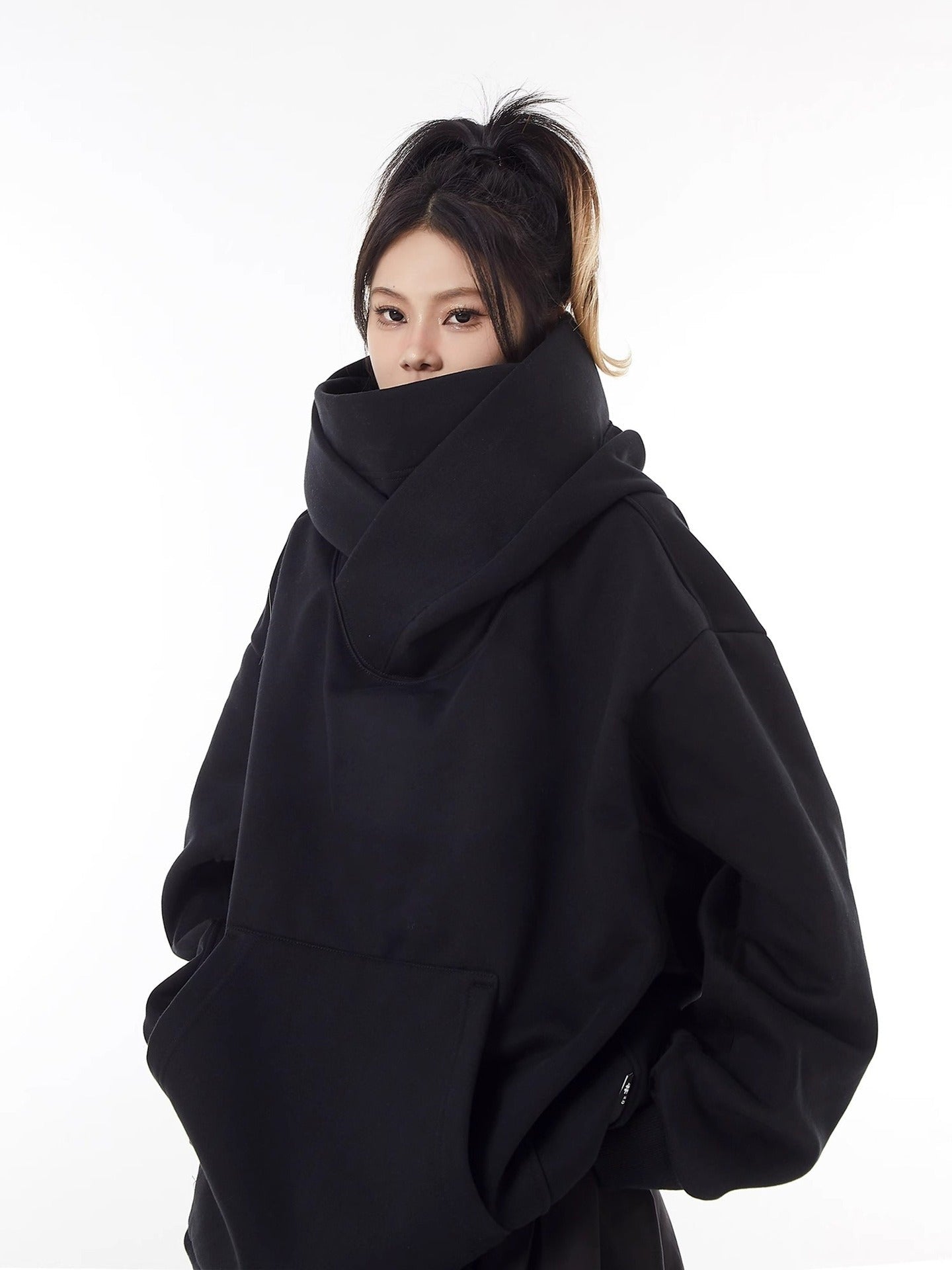 Loose High Collar Fleece Lined Hoodie - ShopLaredo