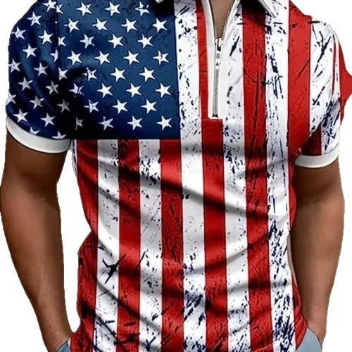 Men's 3D Digital Print Zip - Up Polo Shirt - ShopLaredo