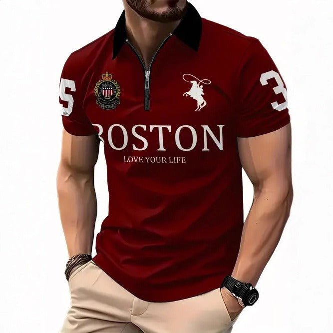 Men's 3D Digital Print Zip - Up Polo Shirt - ShopLaredo