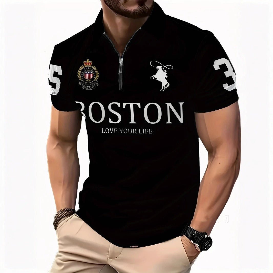Men's 3D Digital Print Zip - Up Polo Shirt - ShopLaredo