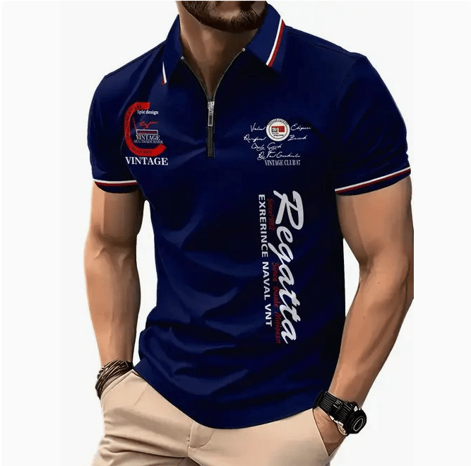 Men's 3D Digital Print Zip - Up Polo Shirt - ShopLaredo