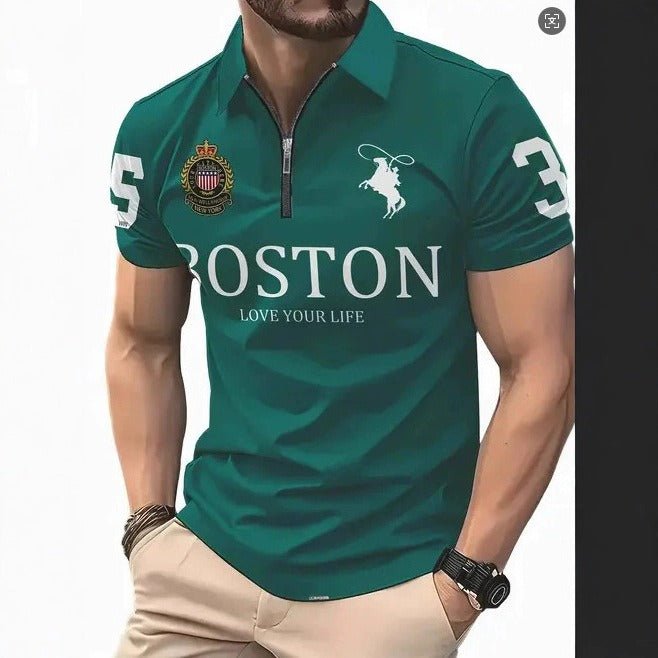 Men's 3D Digital Print Zip - Up Polo Shirt - ShopLaredo