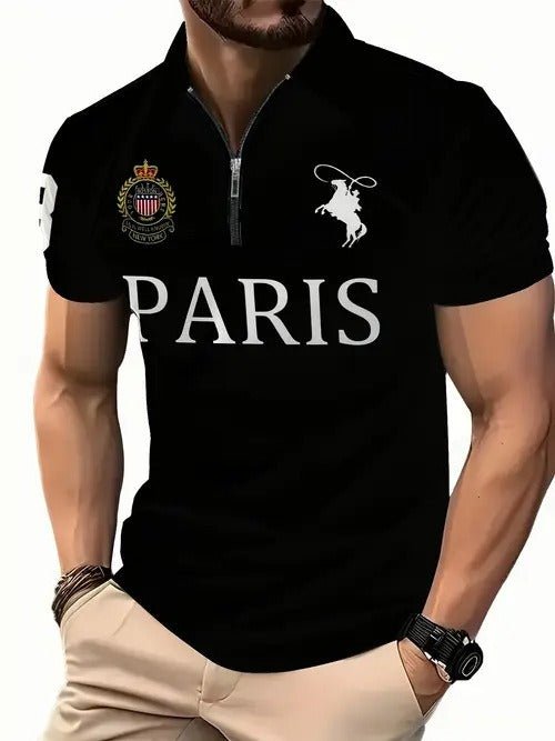 Men's 3D Digital Print Zip - Up Polo Shirt - ShopLaredo