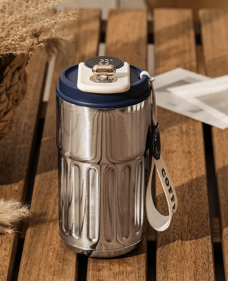 Smart Digital Thermal Bottle Portable Coffee Mug Stainless Steel Water Bottle In - Car Insulated Cup Keep Cold Vacuum Flasks 450ml - ShopLaredo