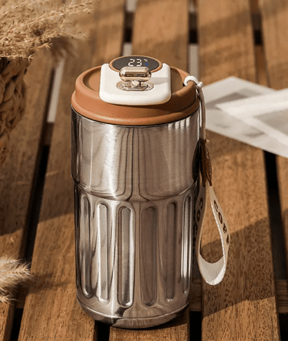 Smart Digital Thermal Bottle Portable Coffee Mug Stainless Steel Water Bottle In - Car Insulated Cup Keep Cold Vacuum Flasks 450ml - ShopLaredo